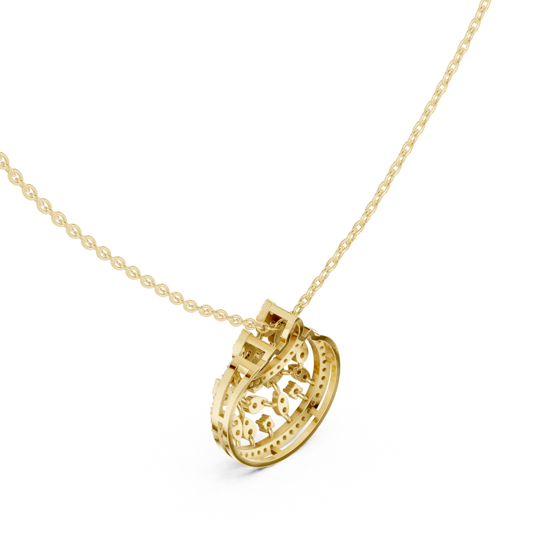 Lunar Awakening – Blooming Lab Diamond Crescent Pendant For Women