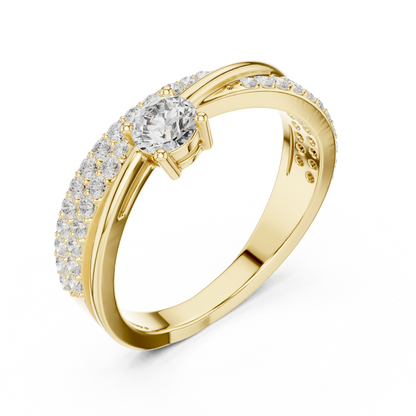 Celestial Cross Round Lab Diamond Split Shank Engagement Ring