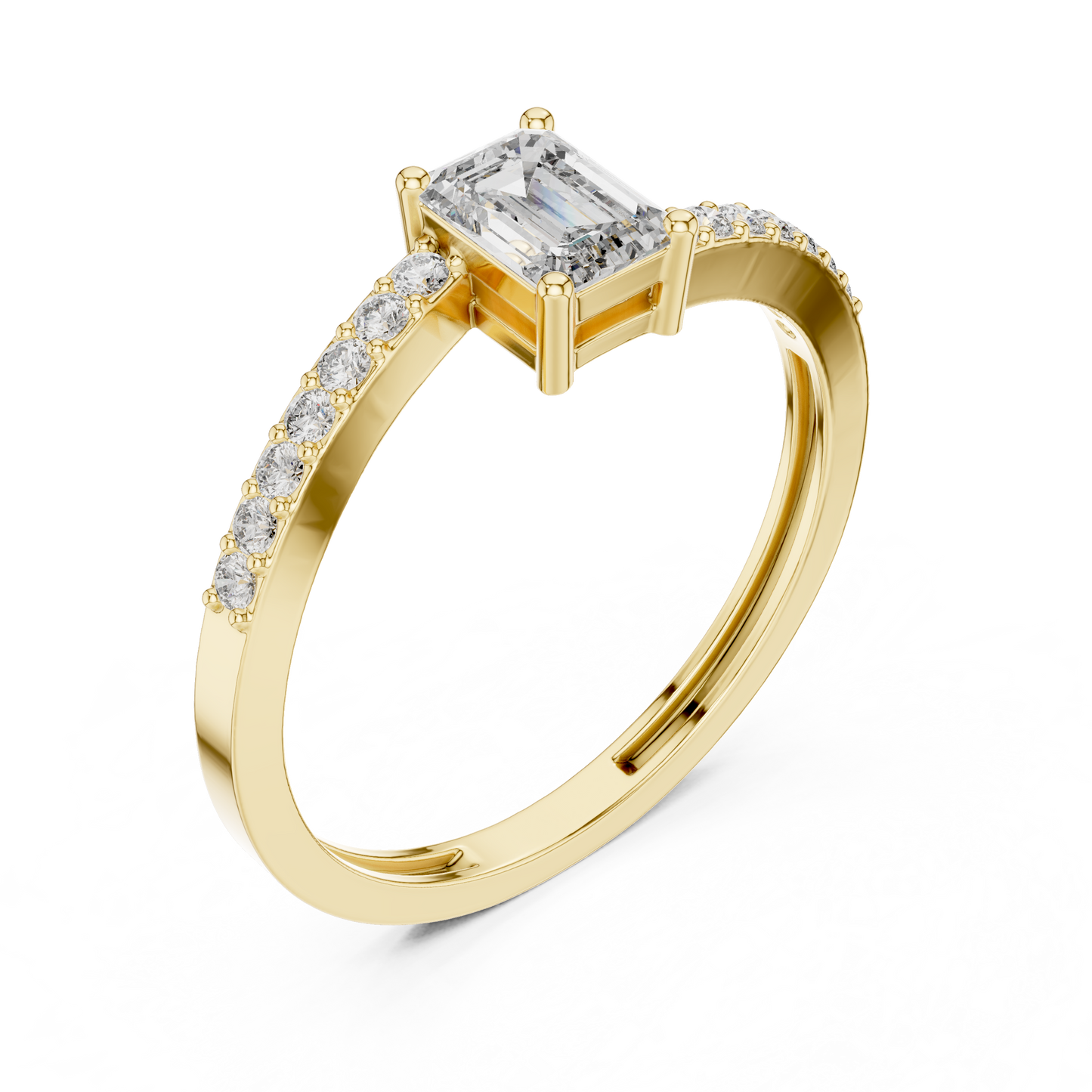 Emerald Shape Lab Diamond Bypass Trendy Ring