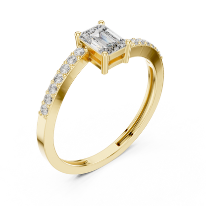 Emerald Shape Lab Diamond Bypass Trendy Ring