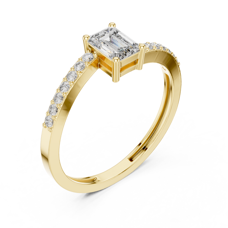 Emerald Shape Lab Diamond Bypass Trendy Ring