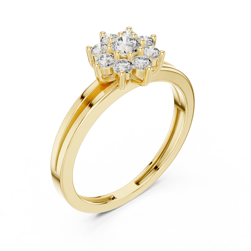 SoulShine Floral Cluster Split Shank Lab Diamond Ring in Yellow Gold – view 3