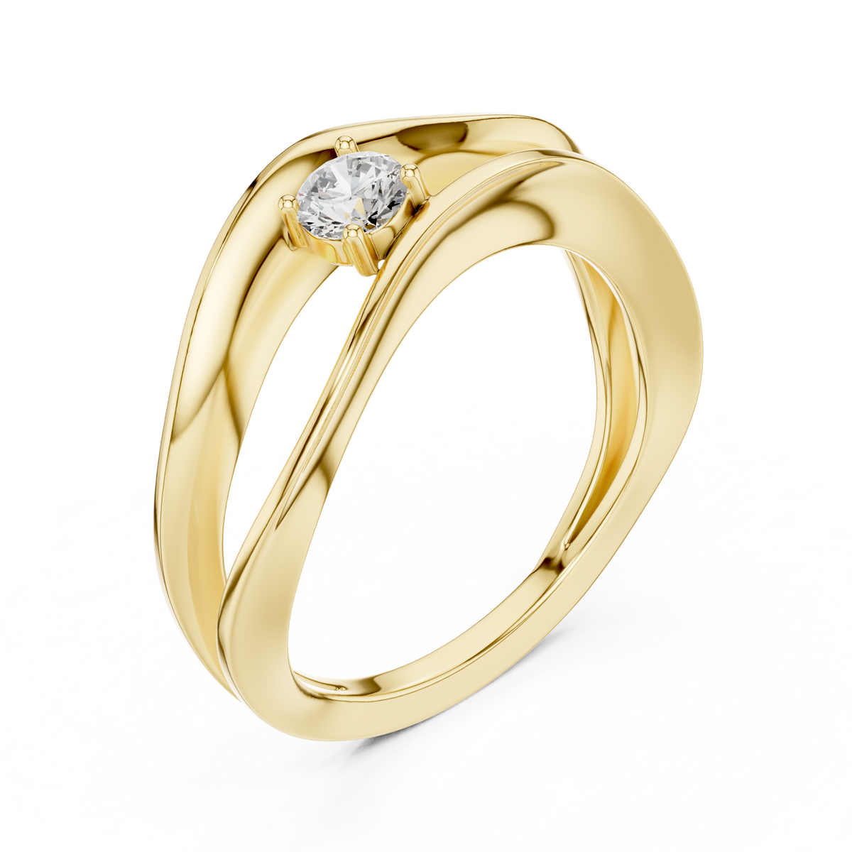 Bypass Stylish OfficeWear Lab Diamond Ring in Yellow Gold – view 3