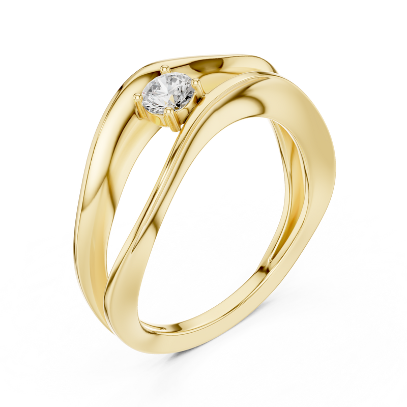 Bypass Stylish OfficeWear Lab Diamond Ring in Yellow Gold – view 3