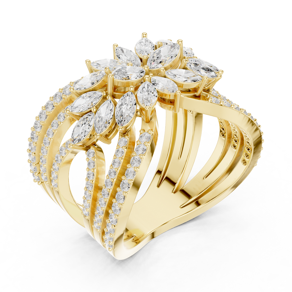 Enchanting Petals Perfect Cocktail Lab Diamond Ring