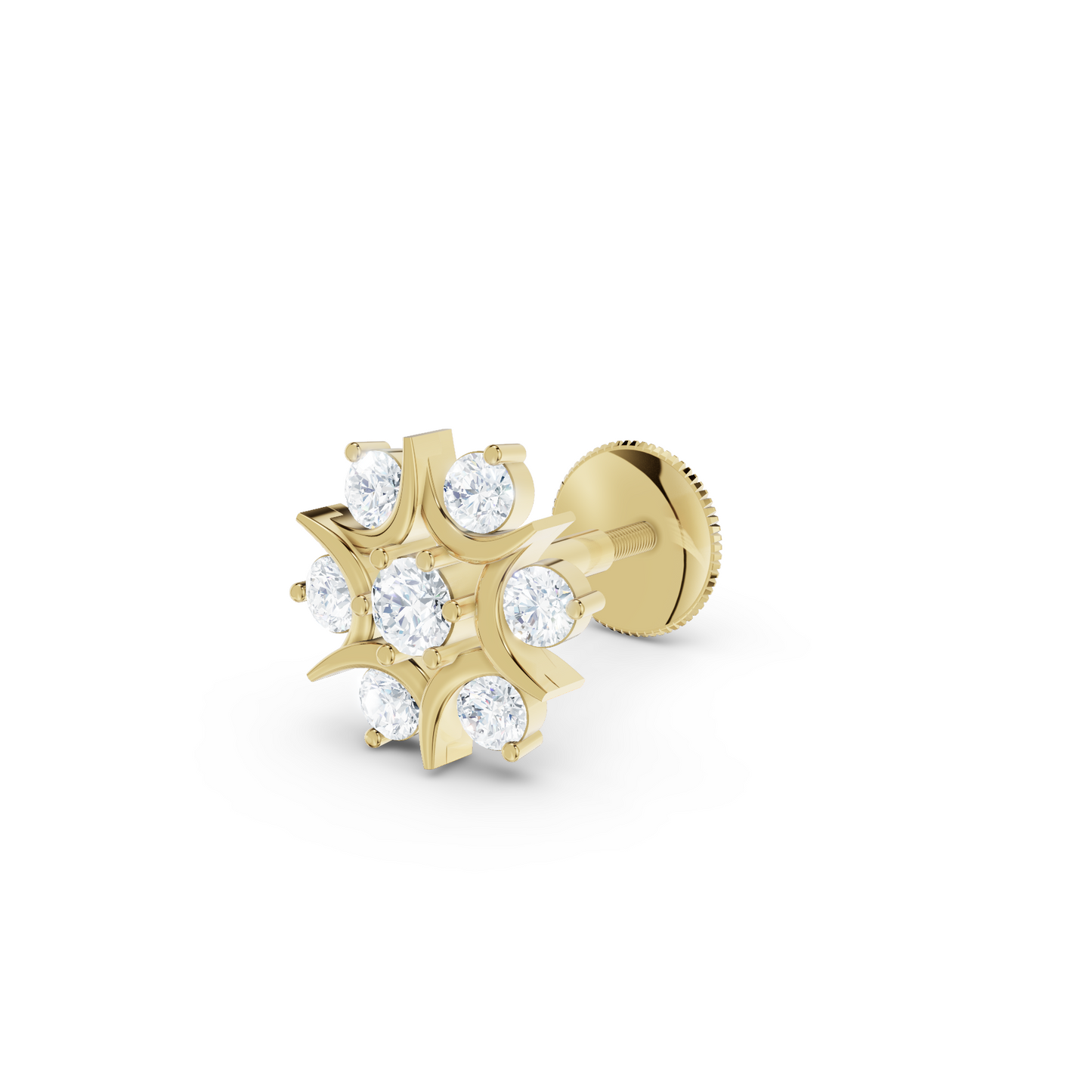 Diamond Nosepin with Floral Starburst 30 Pointer Lab Grown Round Diamonds
