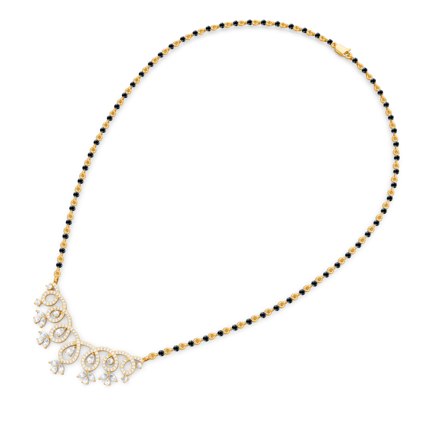 Looped Curves With Pear Shapes Lab Diamond Teardrop Mangalsutra For Women