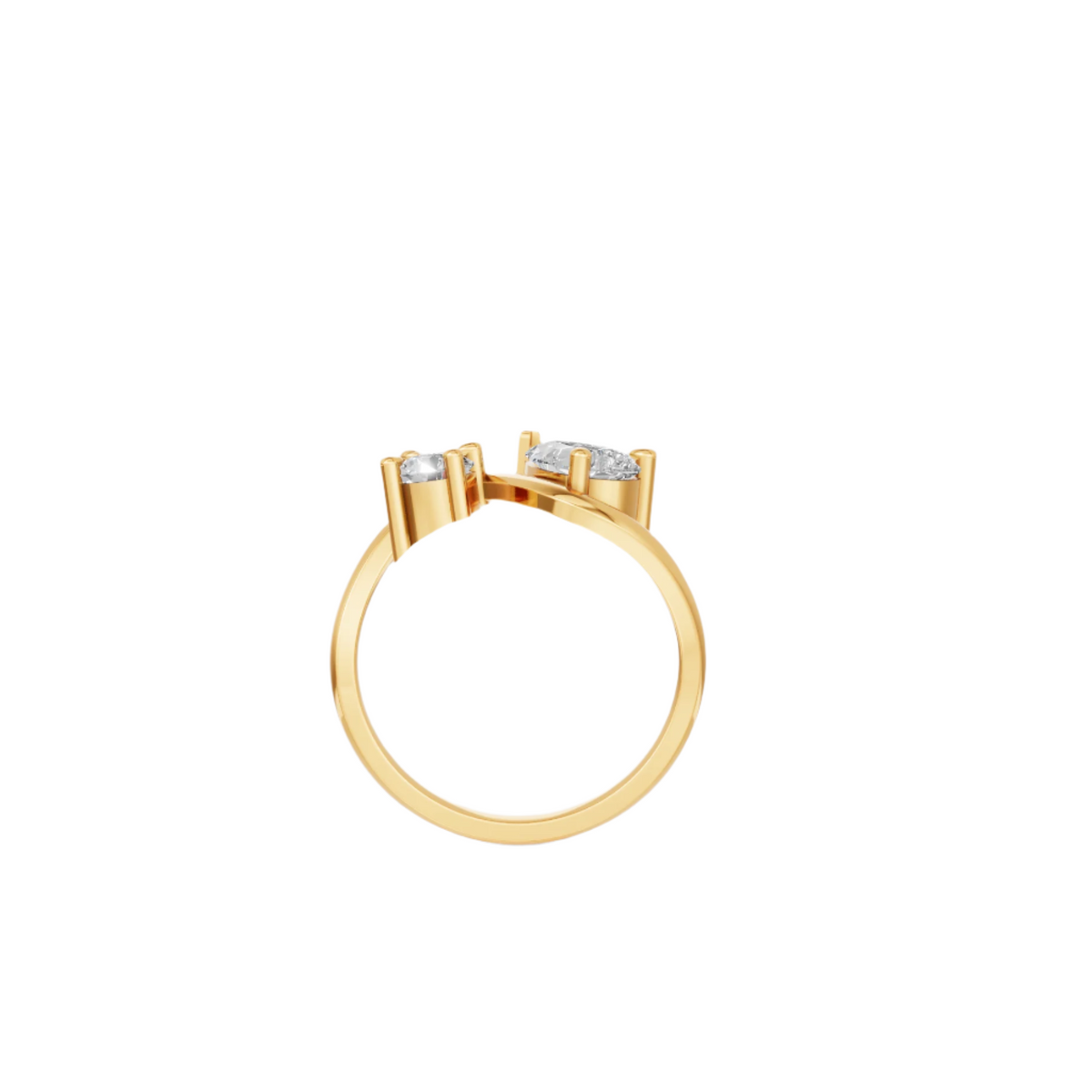 Elegant Twist Toi et Moi Lab Grown Diamond Ring | Pear & Round Cut | Luxury Crossover Design