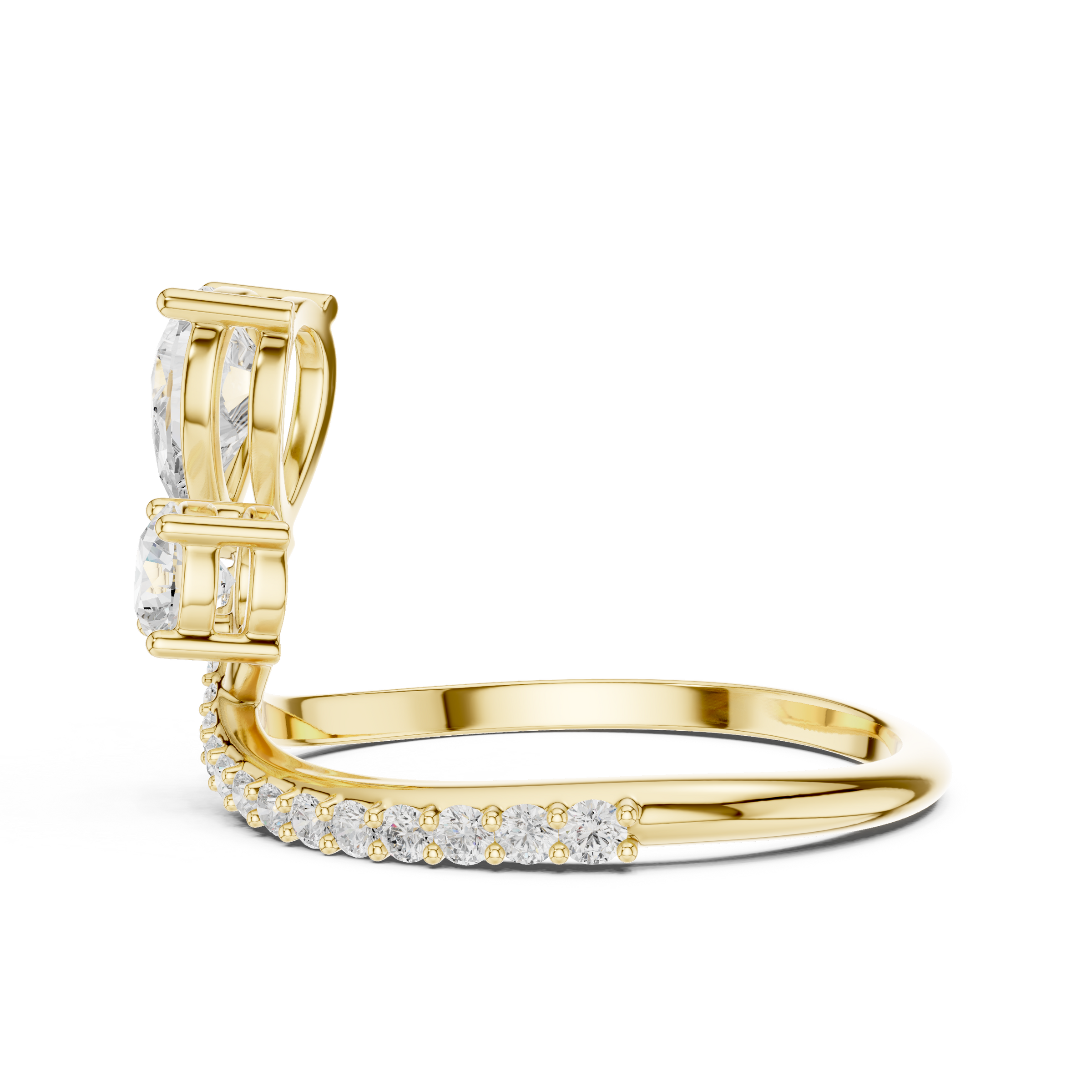 Bonded for Life Bypass Diamond Ring with Attached Pear & Round Lab Diamonds