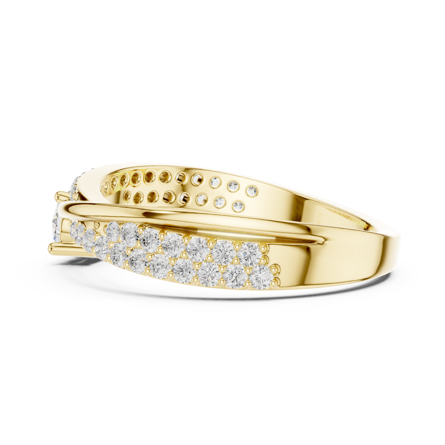 Celestial Cross Round Lab Diamond Split Shank Engagement Ring