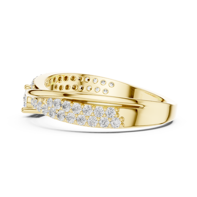 Celestial Cross Round Lab Diamond Split Shank Engagement Ring
