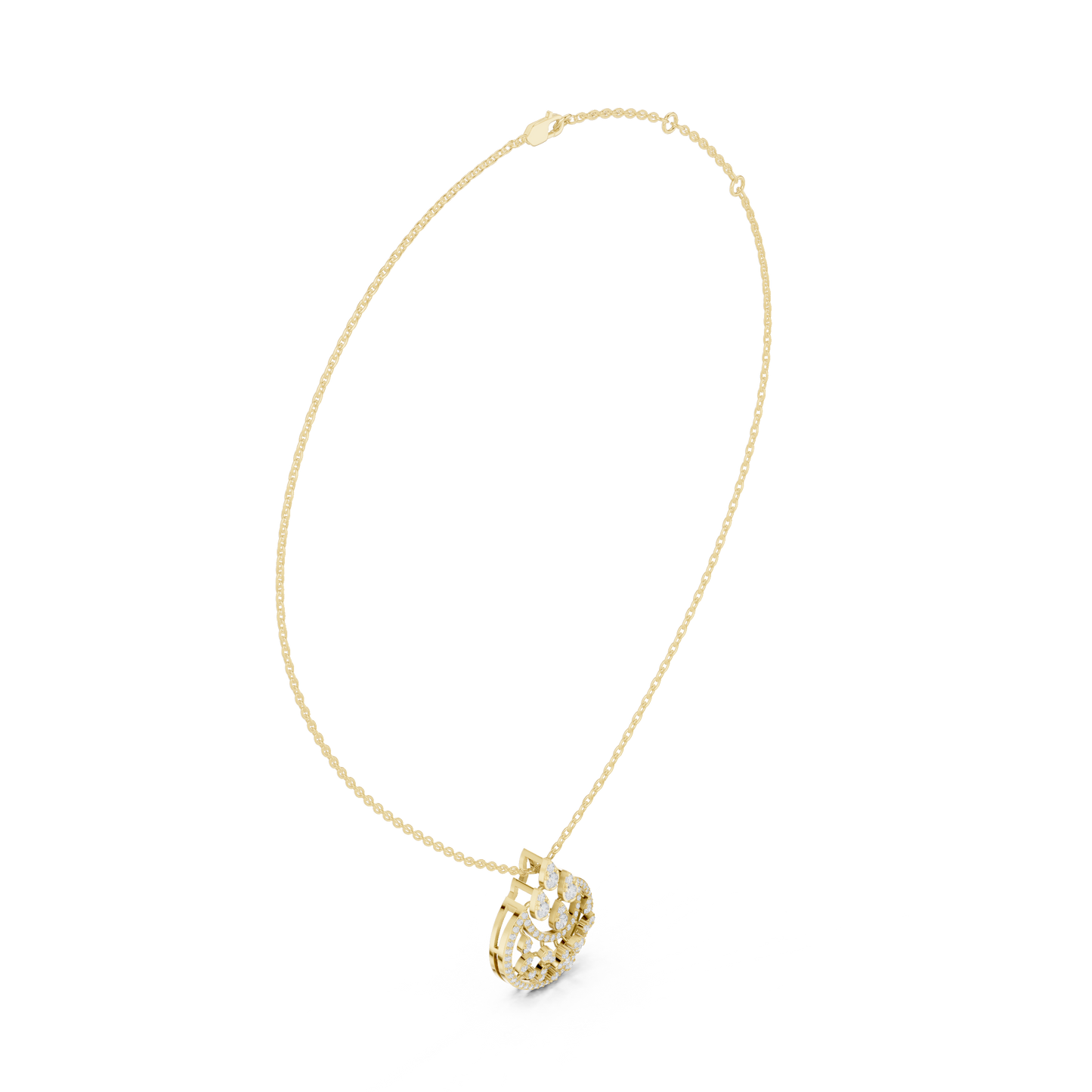 Lunar Awakening – Blooming Lab Diamond Crescent Pendant For Women