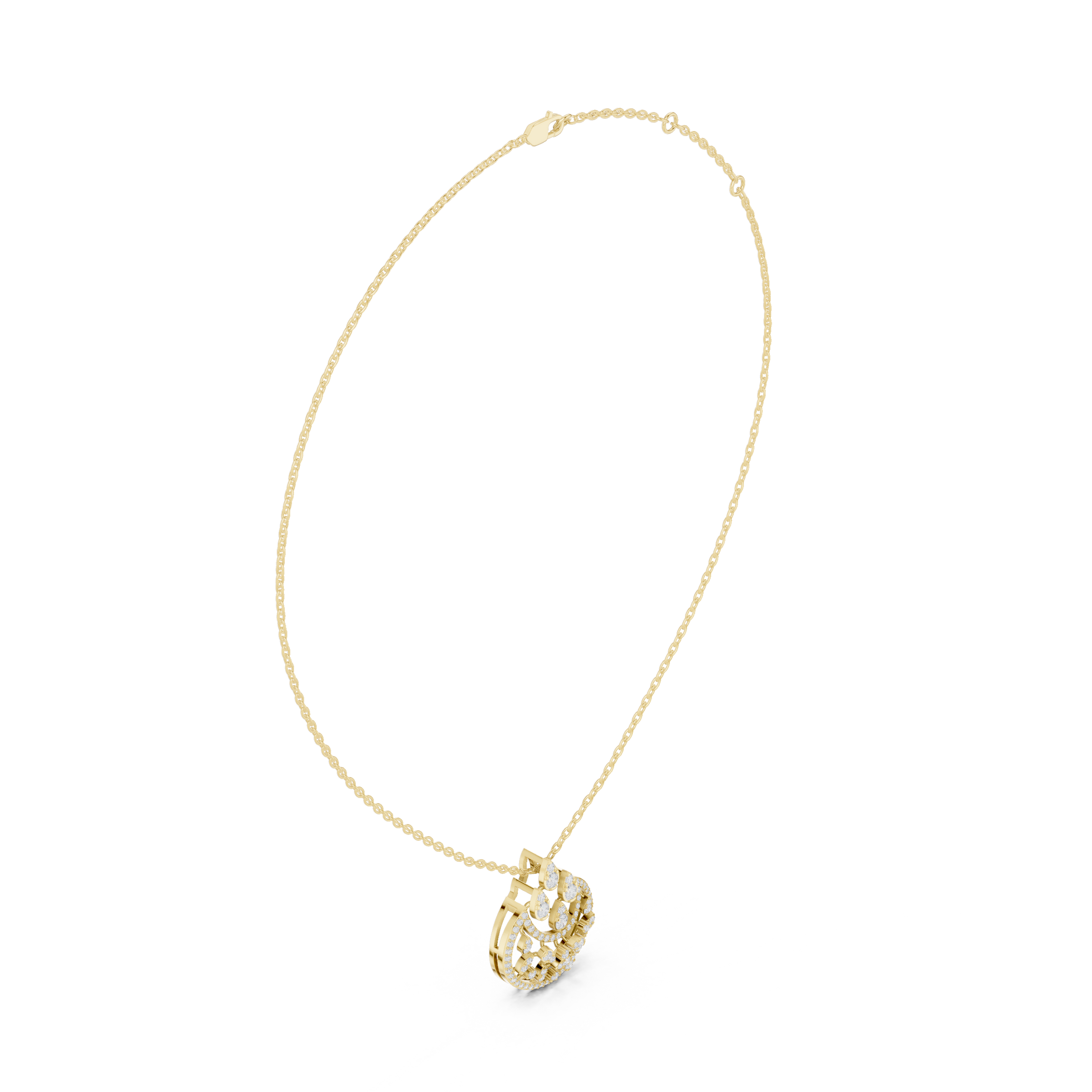 Lunar Awakening – Blooming Lab Diamond Crescent Pendant For Women