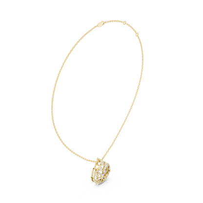 Lunar Awakening – Blooming Lab Diamond Crescent Pendant For Women