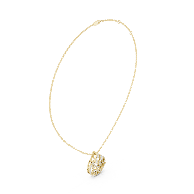 Lunar Awakening – Blooming Lab Diamond Crescent Pendant For Women