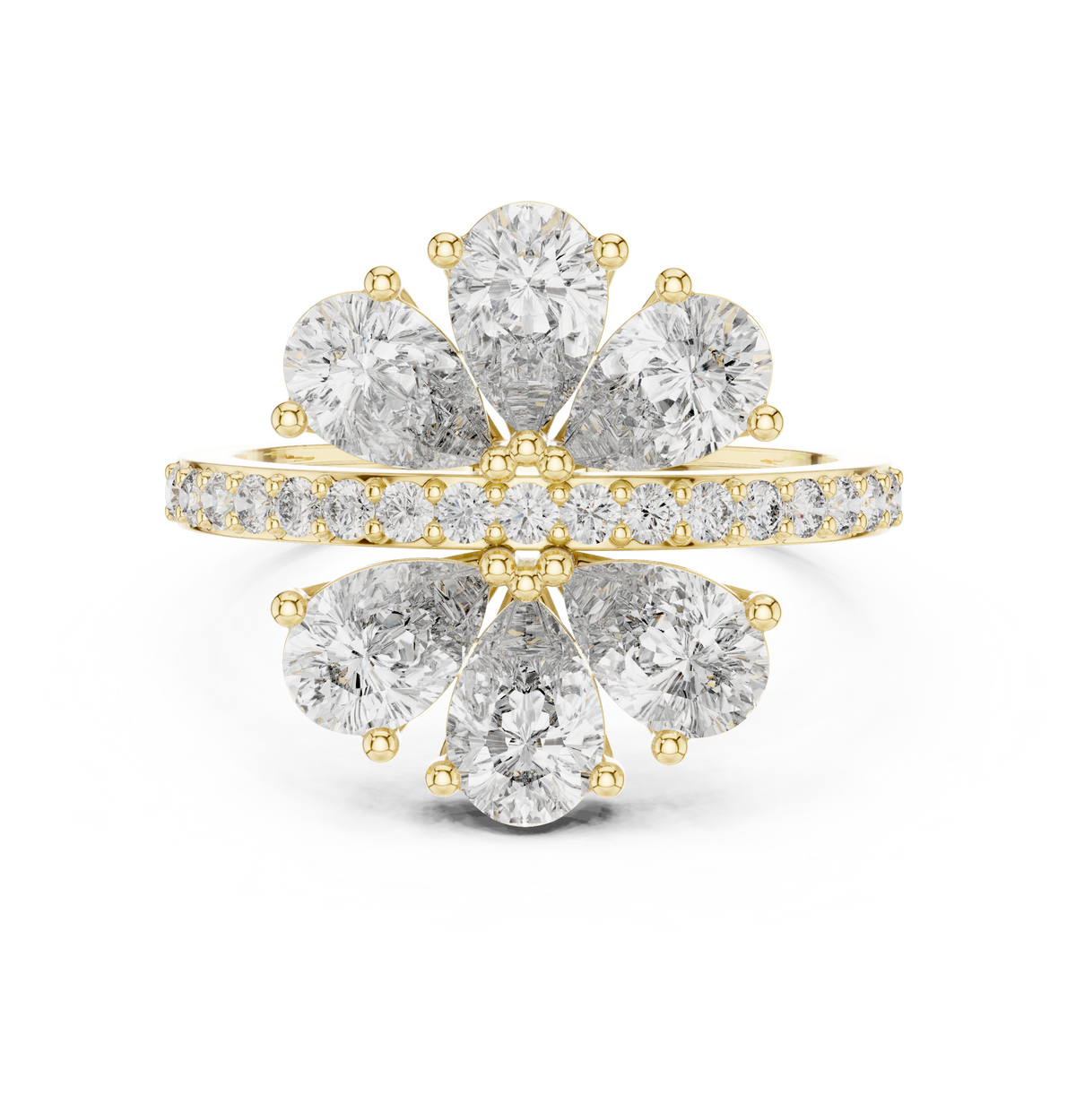Gleaming Large Flower Lab Diamond Ring For Women