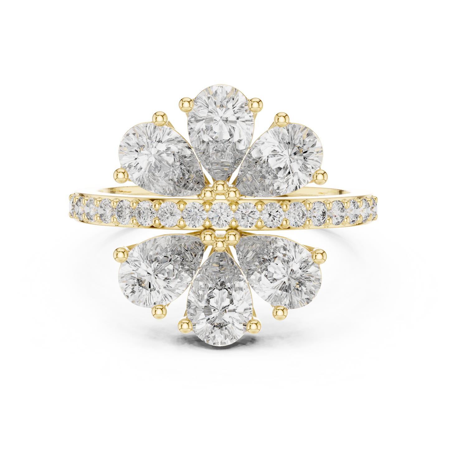 Gleaming Large Flower Lab Diamond Ring For Women