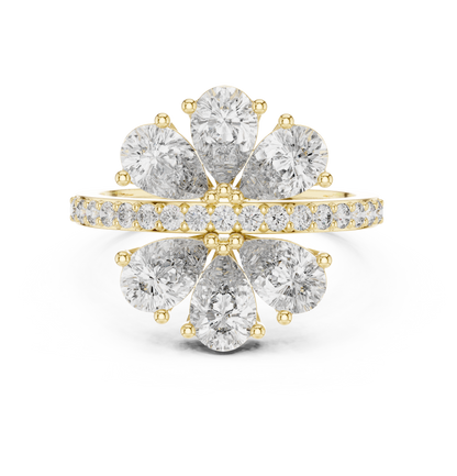 Gleaming Large Flower Lab Diamond Ring For Women