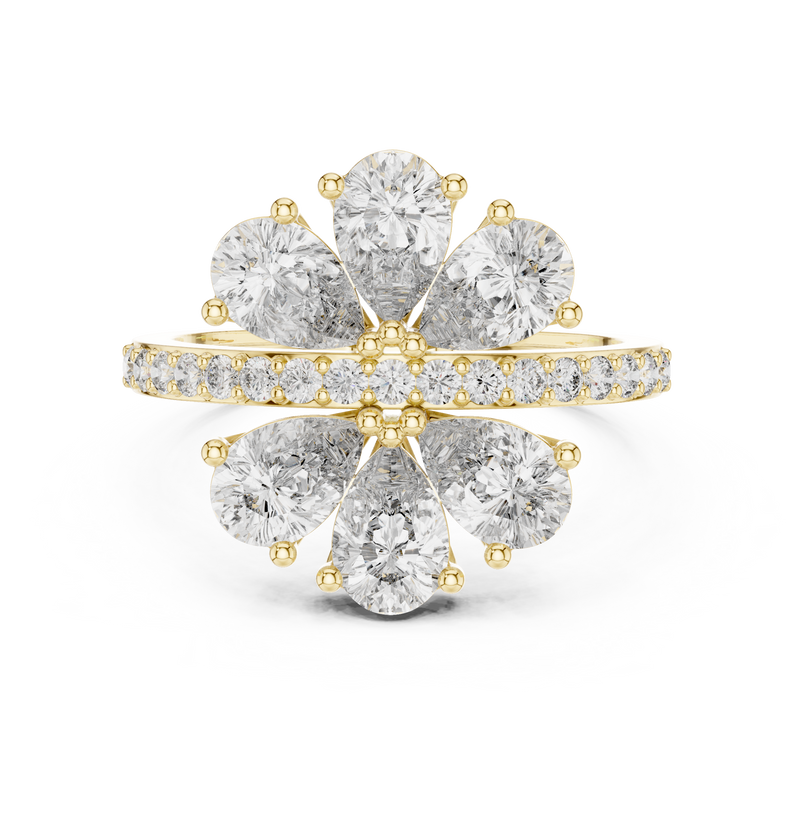 Gleaming Large Flower Lab Diamond Ring For Women