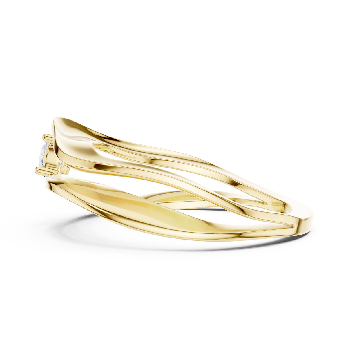 Bypass Stylish OfficeWear Lab Diamond Ring in Yellow Gold – view 4