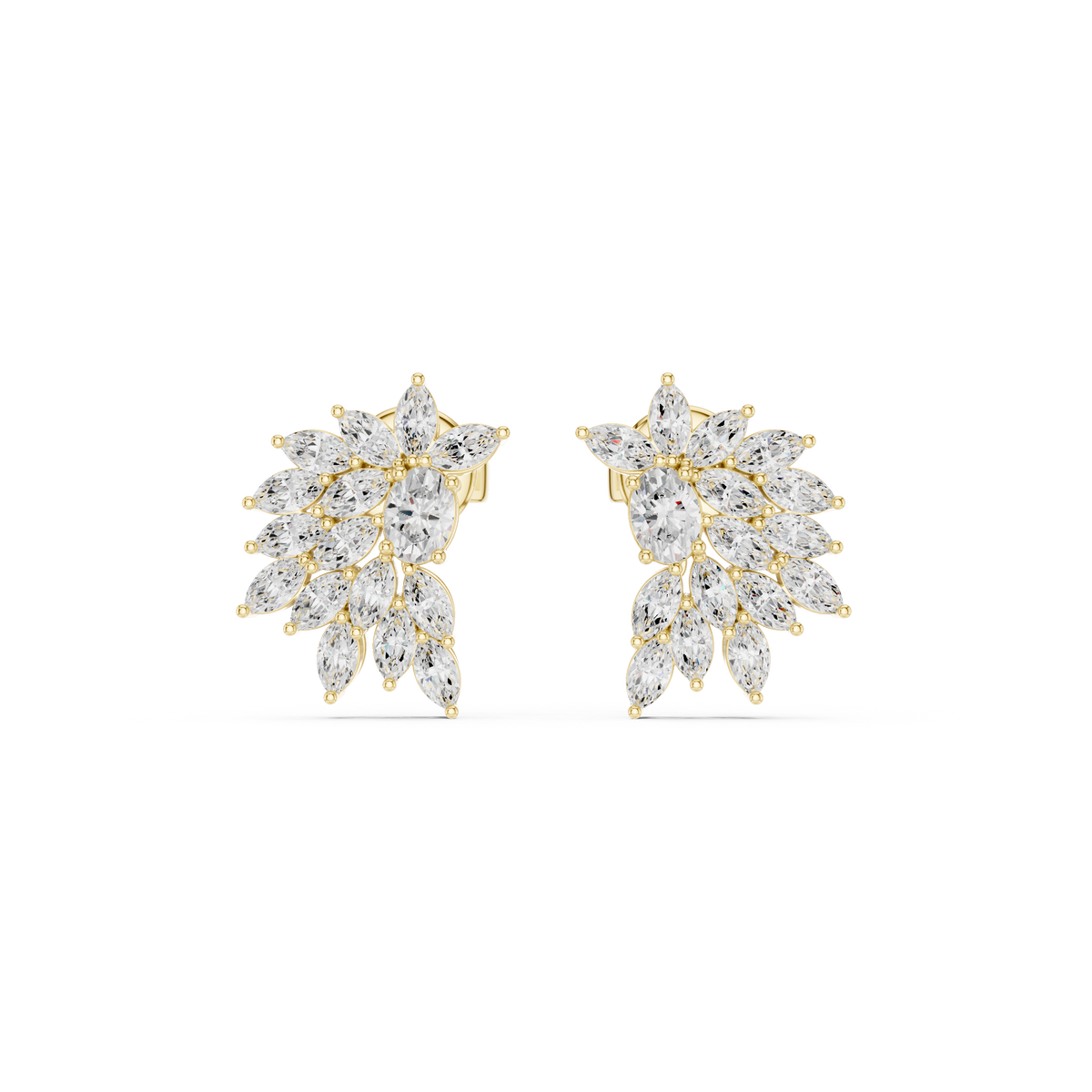 Sparkly Crystal Leaf Lab Diamond Bridal Earrings For Weddings