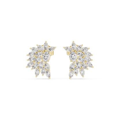 Sparkly Crystal Leaf Lab Diamond Bridal Earrings For Weddings