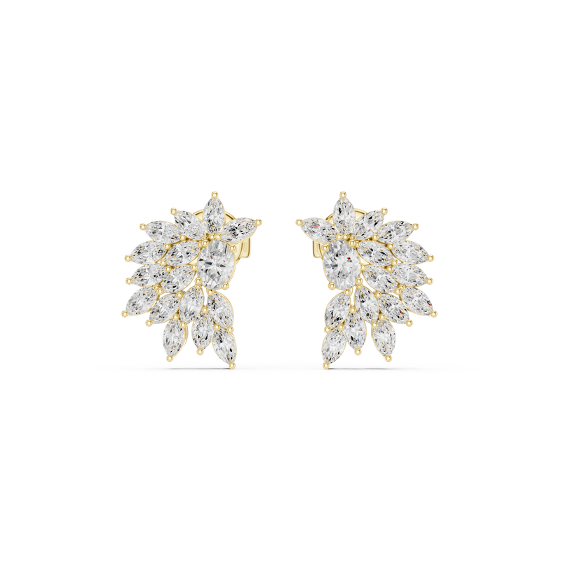Sparkly Crystal Leaf Lab Diamond Bridal Earrings For Weddings