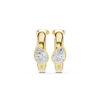 Pear Elegance Lab Grown Diamond Huggie Earrings