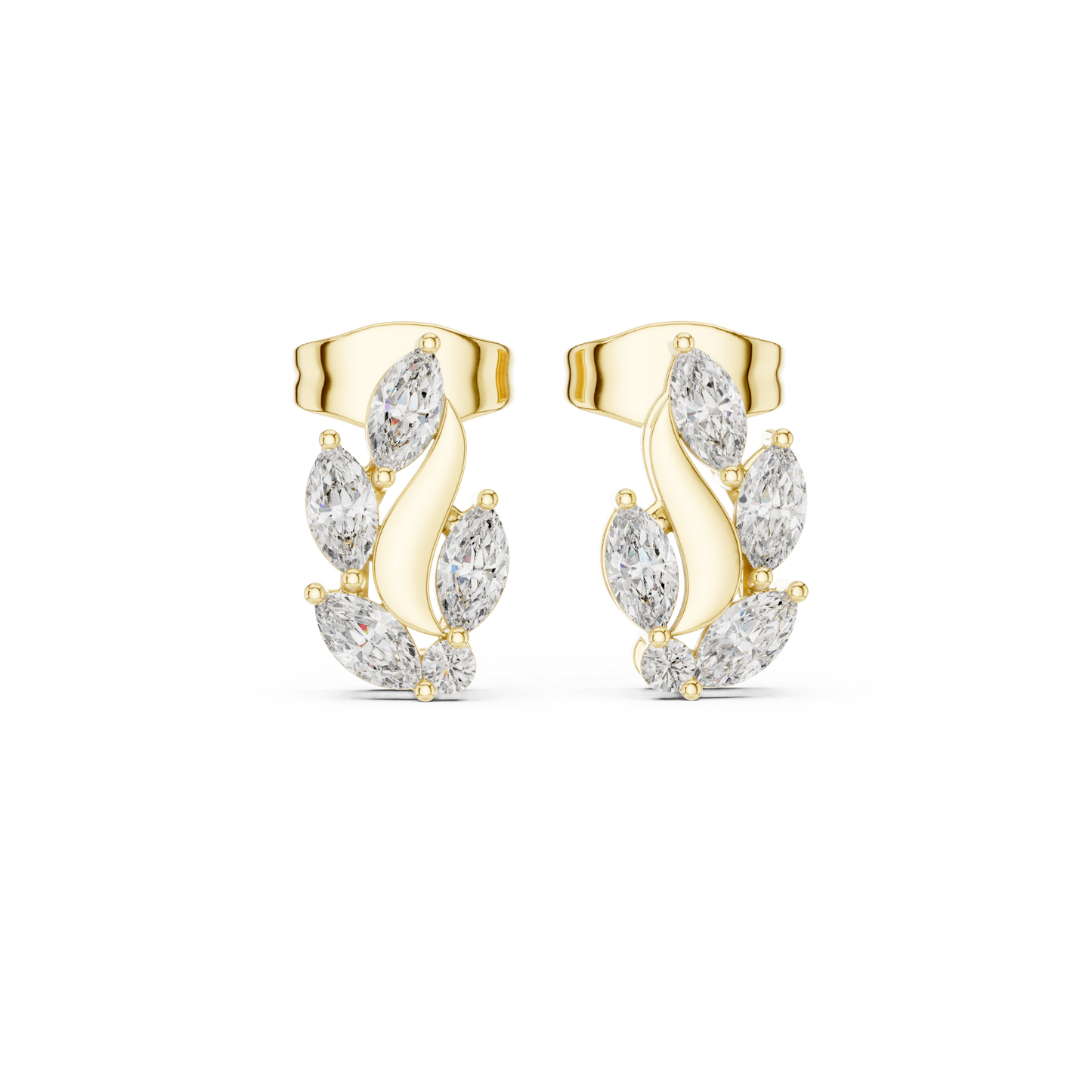 Flame Petal Lab Diamond Stud Earrings