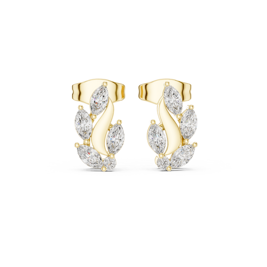 Flame Petal Lab Diamond Stud Earrings