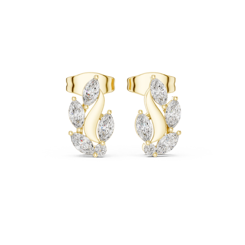 Flame Petal Lab Diamond Stud Earrings