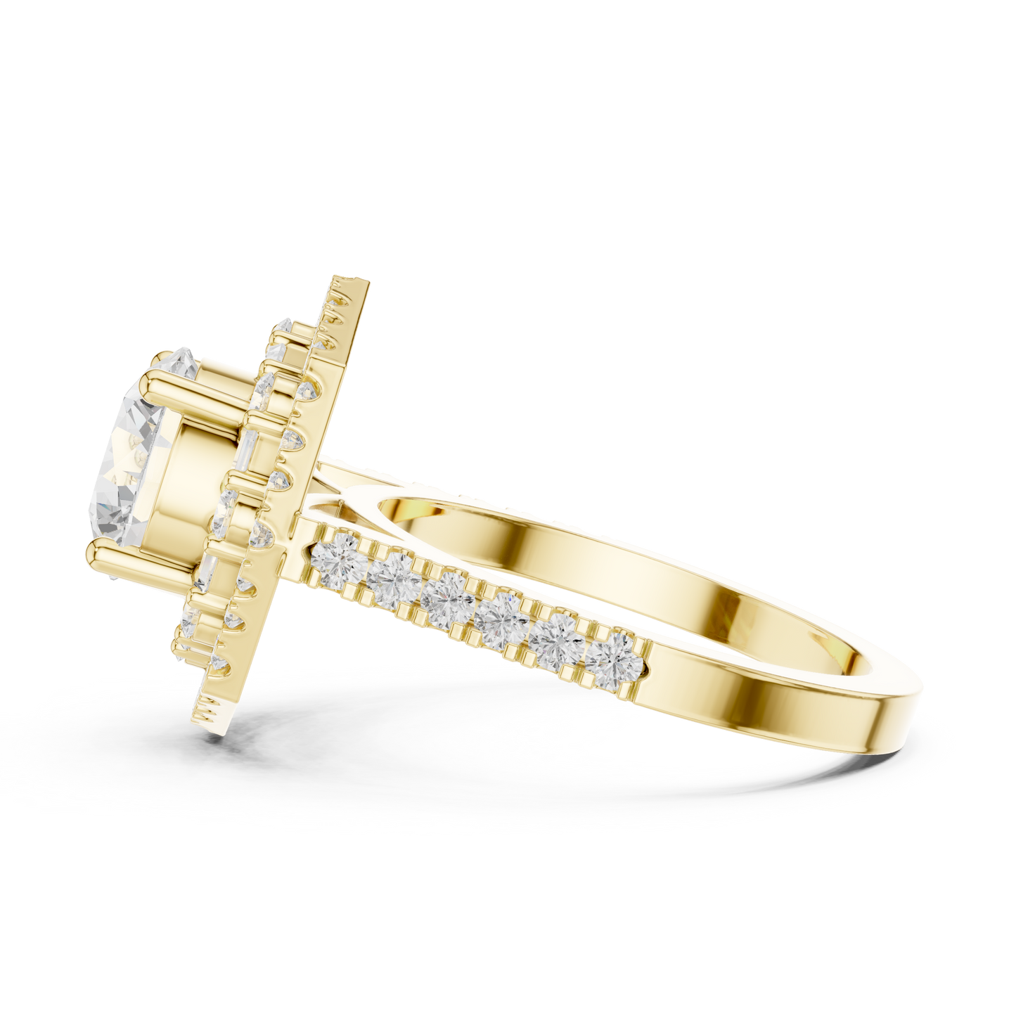 1.5 Carat Lab Grown Diamond Hexagon Double Halo Engagement Bridal Ring