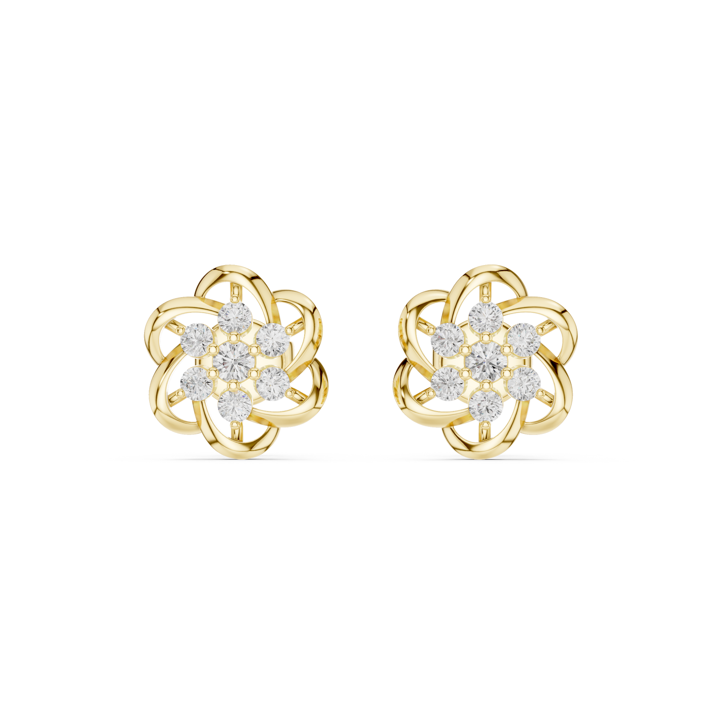 Celestera Floral Lab Diamonds Stud Earrings