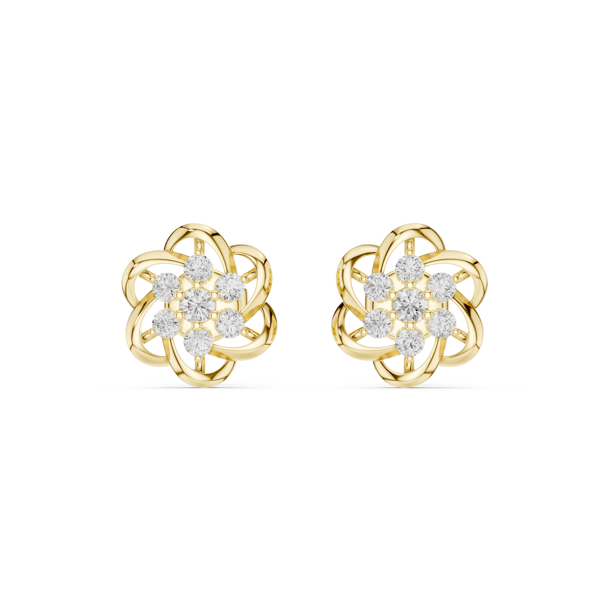Celestera Floral Lab Diamonds Stud Earrings