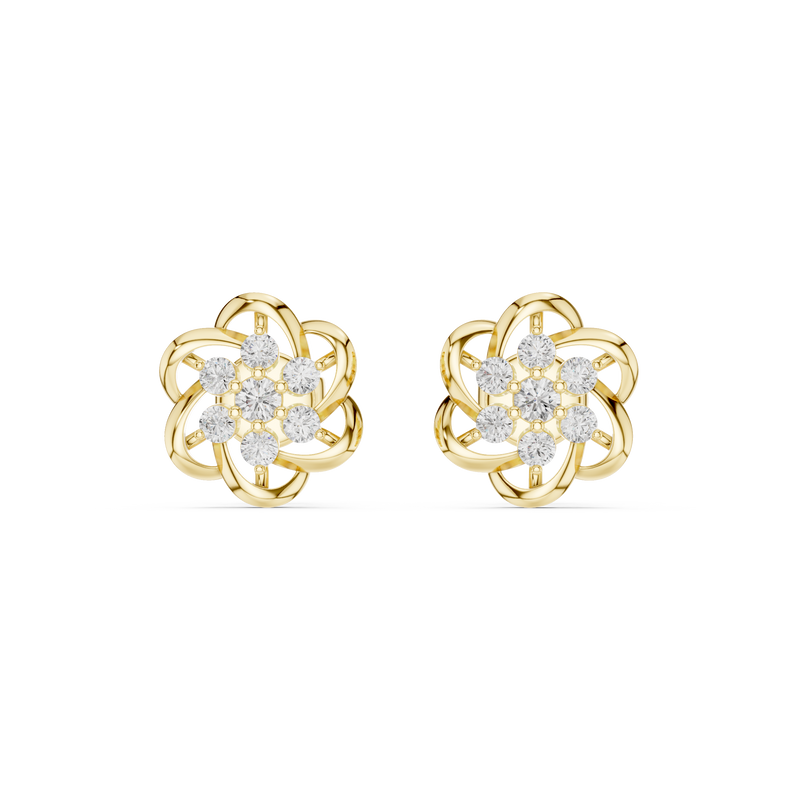 Celestera Floral Lab Diamonds Stud Earrings
