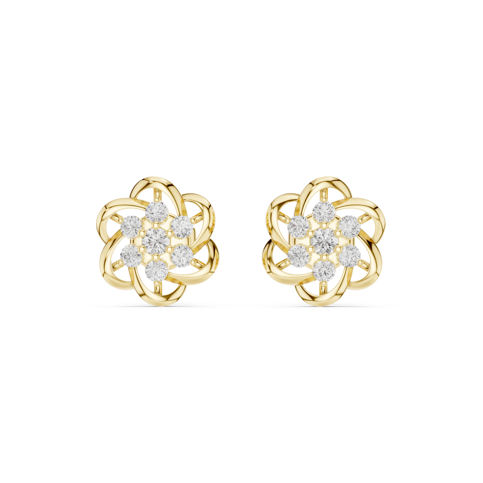 Celestera Floral Lab Diamonds Stud Earrings