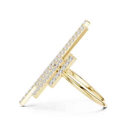 Midnight Skyline Spark Lab Diamond Bar Ring For Parties