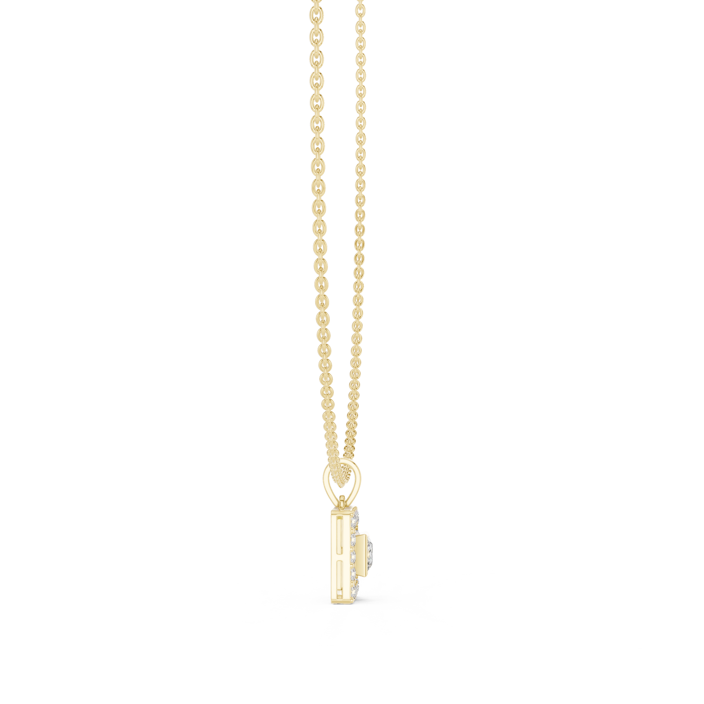 Royal Minimalism Halo Princess Pendant Necklace in Lab Diamonds