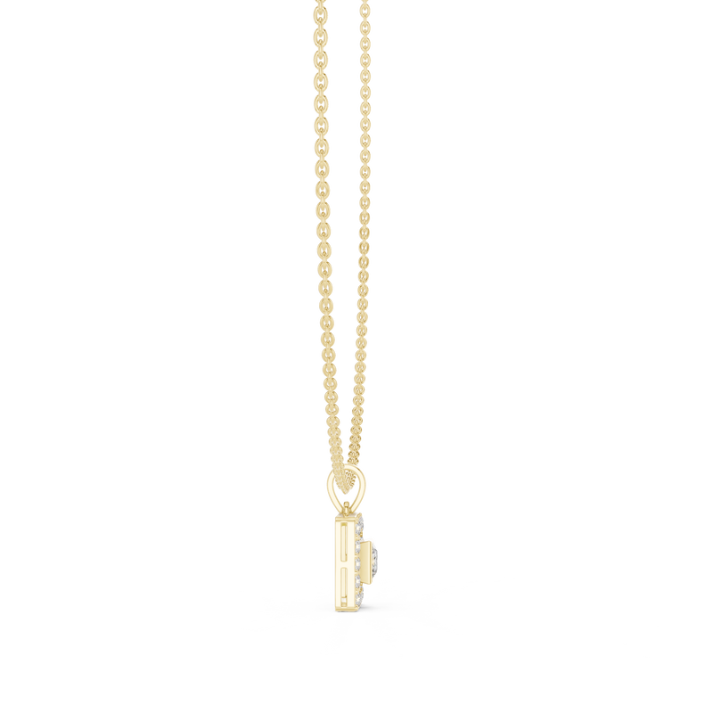 Royal Minimalism Halo Princess Pendant Necklace in Lab Diamonds