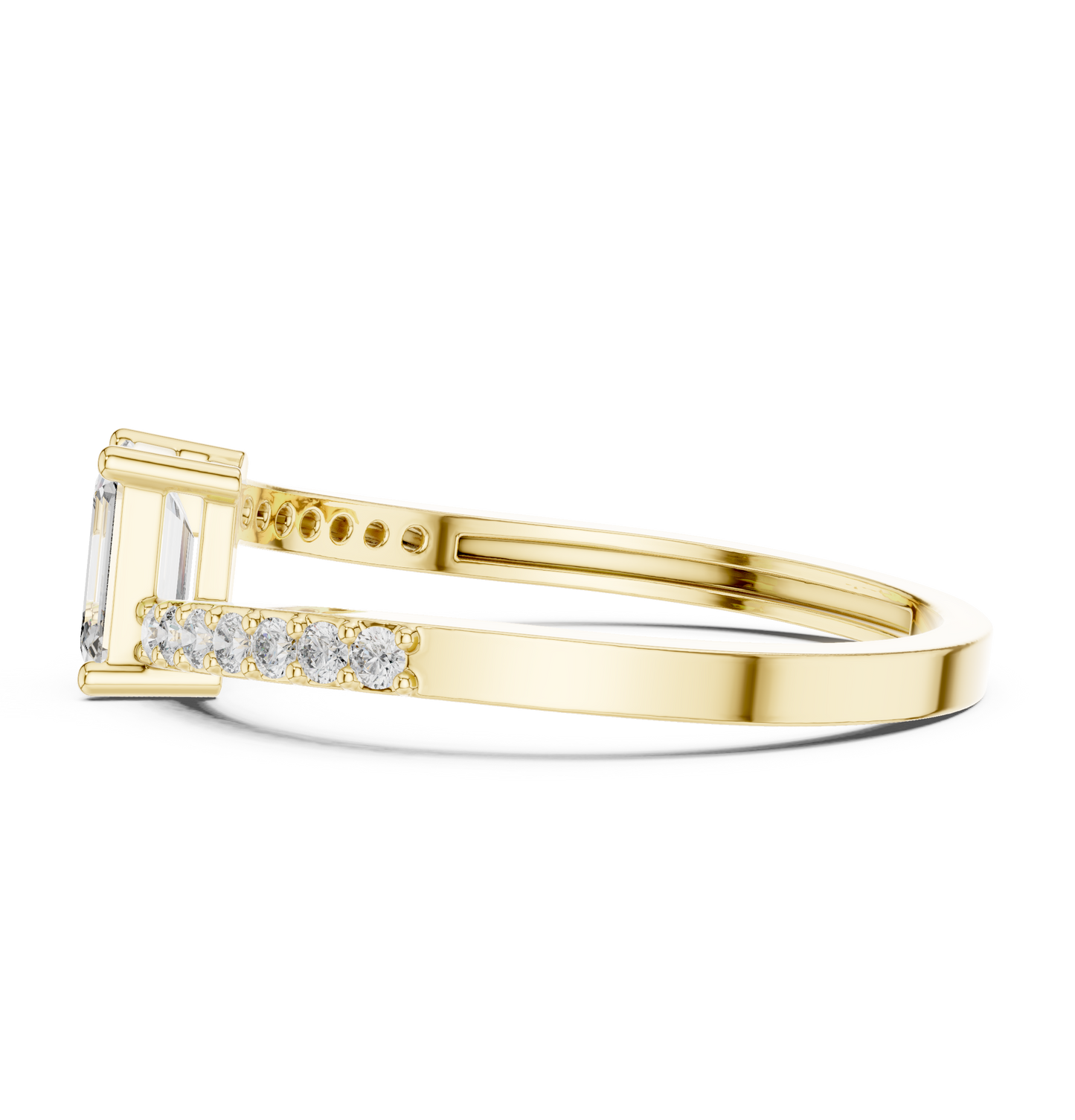 Emerald Shape Lab Diamond Bypass Trendy Ring