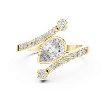 Beautiful Bright Pear Wrap Lab Diamond Ring
