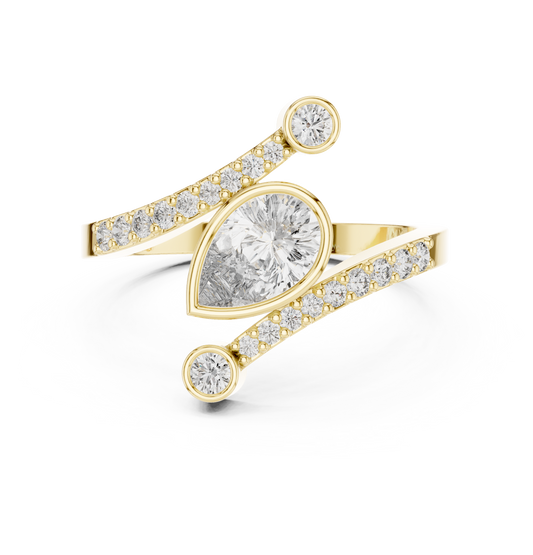 Beautiful Bright Pear Wrap Lab Diamond Ring