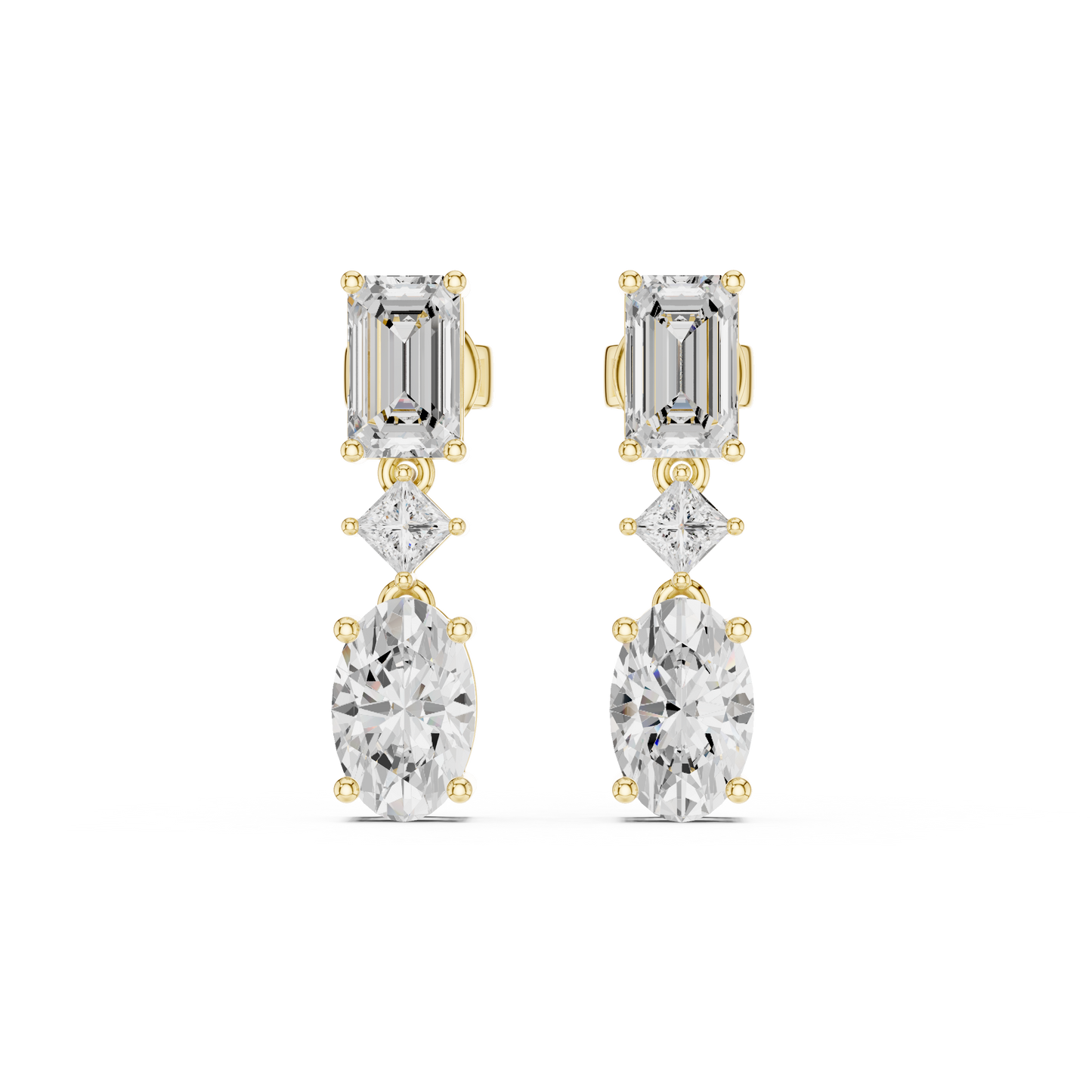 Trivelle Three Step Multi Shape Lab Diamond Earrings