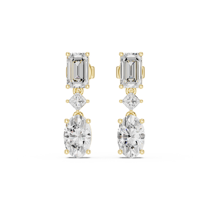 Trivelle Three Step Multi Shape Lab Diamond Earrings