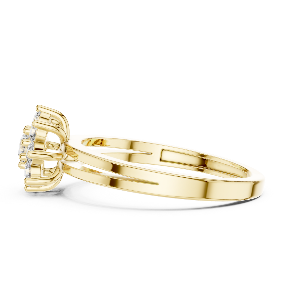 SoulShine Floral Cluster Split Shank Lab Diamond Ring in Yellow Gold – view 4