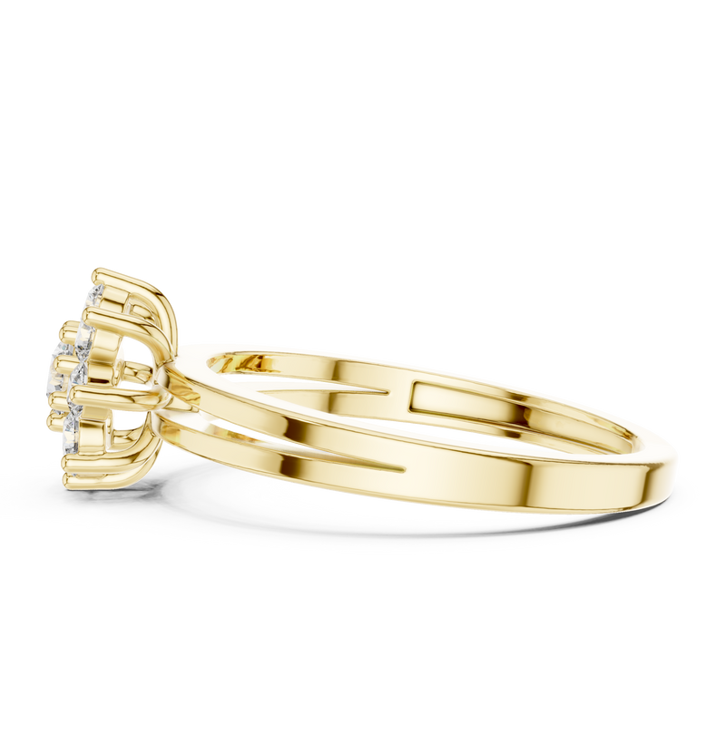 SoulShine Floral Cluster Split Shank Lab Diamond Ring in Yellow Gold – view 4