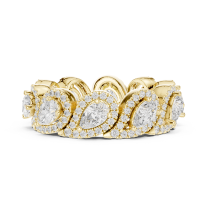 Iconic Pear Lab Diamond Halo Band Ring for Women & Girls