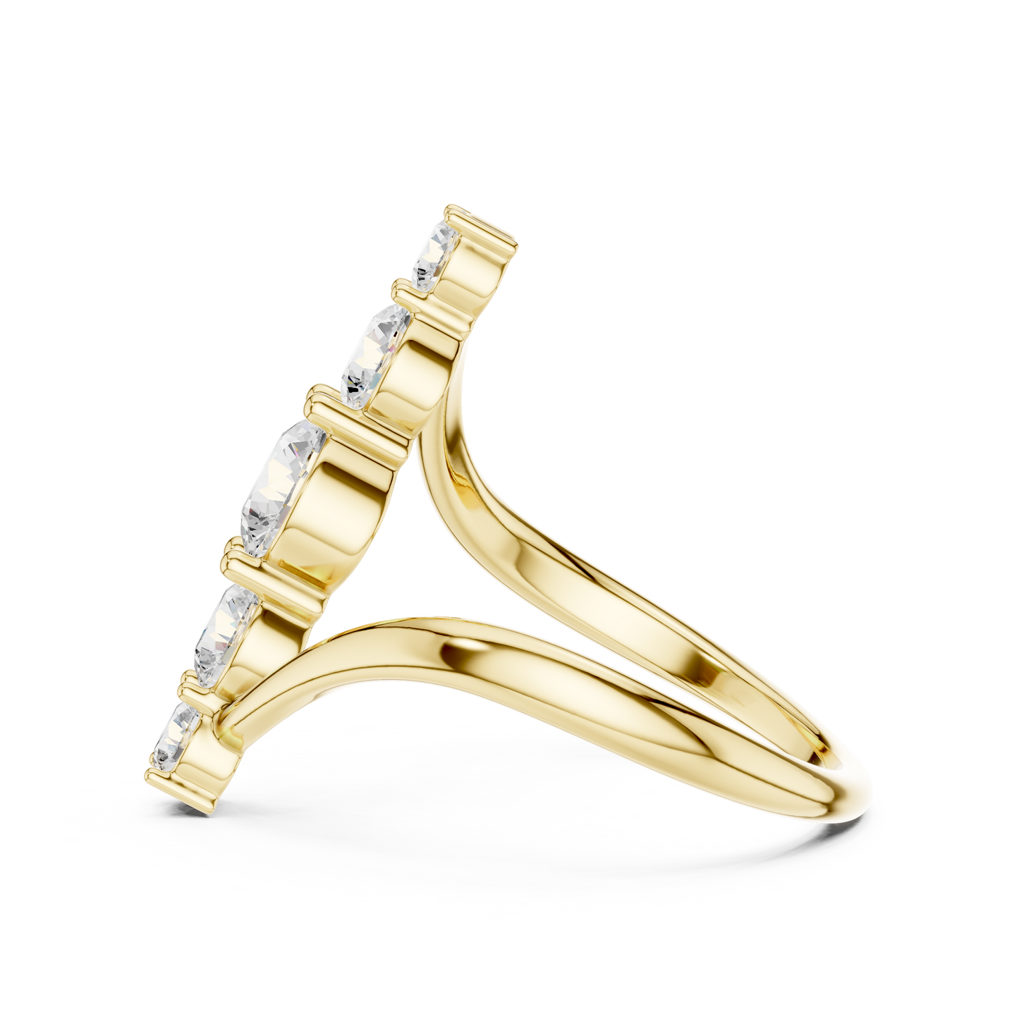 Celeste Curve Bypass Ring in 1.5 Carat Round Lab Diamond