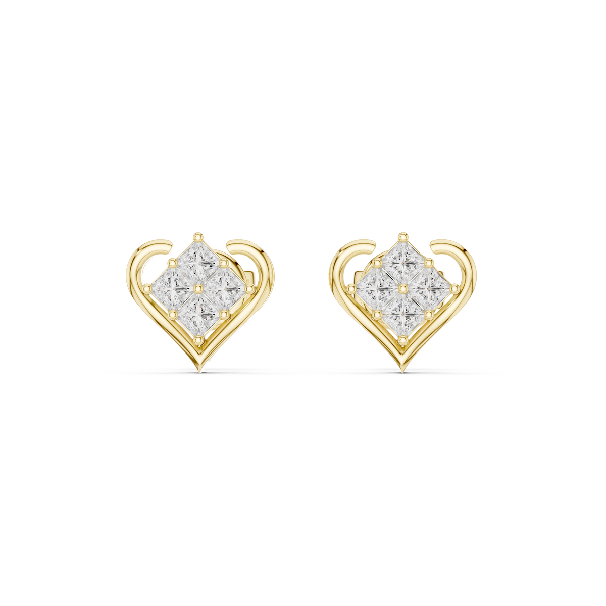 Amorette Heart Shape Lab Diamond Stud Earrings