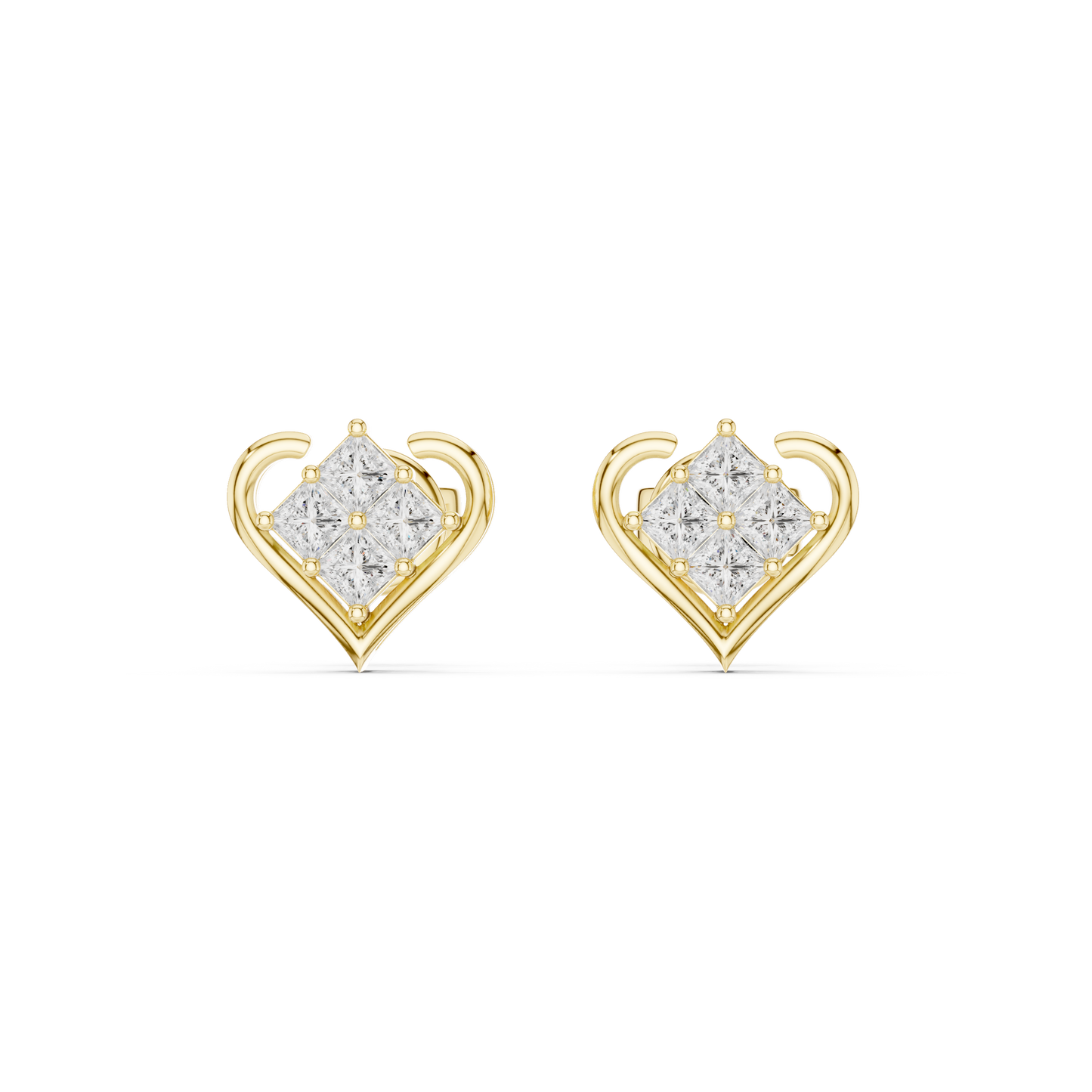 Amorette Heart Shape Lab Diamond Stud Earrings